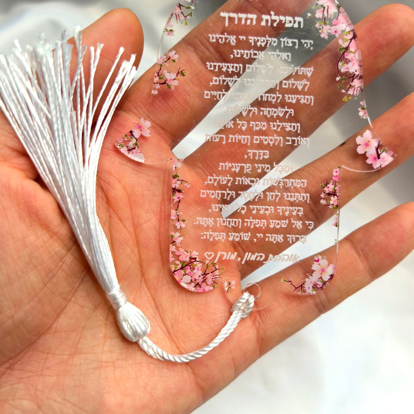 Hebrew Bar Mitzvah With White Pendant,Custom10pcs White Hanging Acrylic Prayer Cards,Hamsa Hebrew Card,Transparent