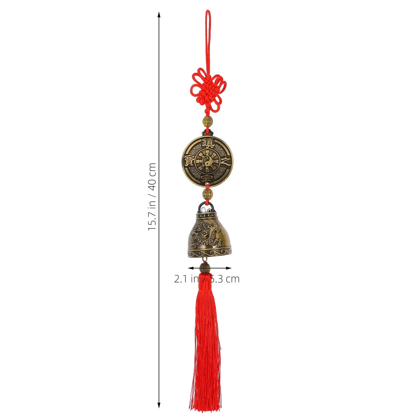Chinese Knot Copper Wind Chime Car Pendant Traditional Feng Shui Hanging Bell Good Luck Decoration for Wealth Harmony
