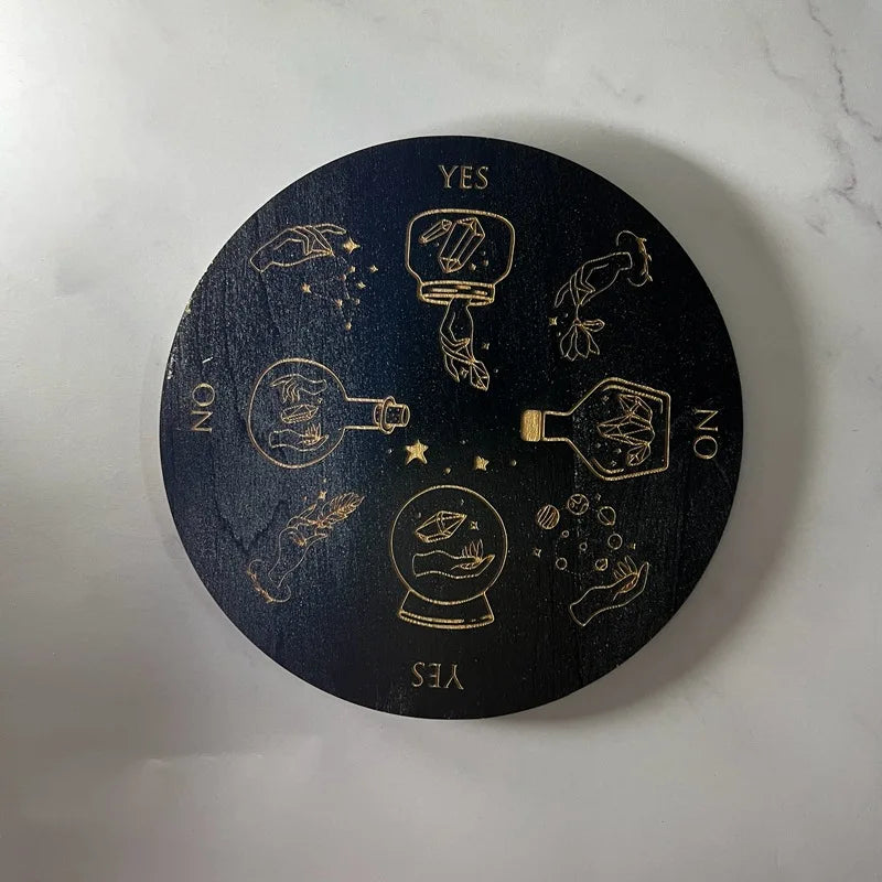 Muy Bien 1PC Wooden Pendulum Board for Divination Meditation Metaphysical Altar Coaster Crystal Base Mat Signs for Home Decor