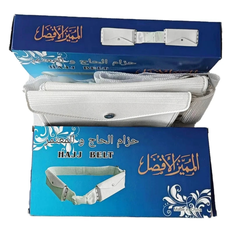 Arab Hajj Belt Waist Bag for Male Prayer Lightweight Arabian Hajj Fanny Pack Adjust Waist Pack Belt Pack with 2Pocket