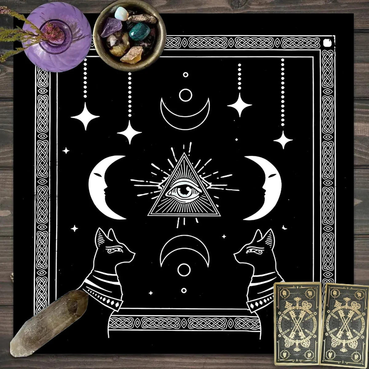 1pc Tarot card tablecloth, mysterious rune astrology altar cloth, witchcraft cabin decoration tablecloth, card game tablecloth