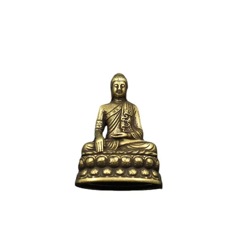 Brass Buddha Miniature: Desktop Decoration, Antique-style Brass Buddhist Master Statue Ornament
