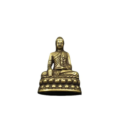 Brass Buddha Miniature: Desktop Decoration, Antique-style Brass Buddhist Master Statue Ornament