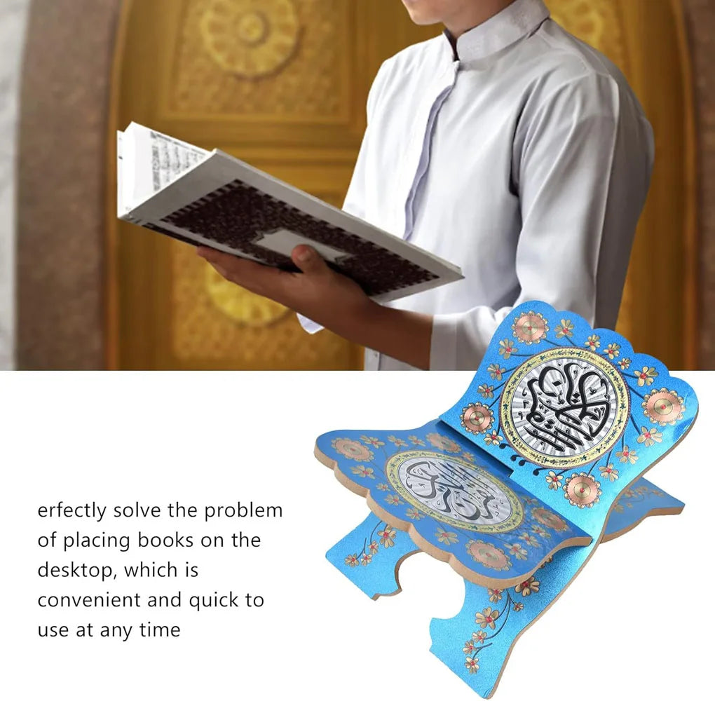 Ramadan Quran Holder Folding Bible Display Stand Decorative Islamic Eid Mubarak Bookshelf Organizer for Reading Prayer Chapel