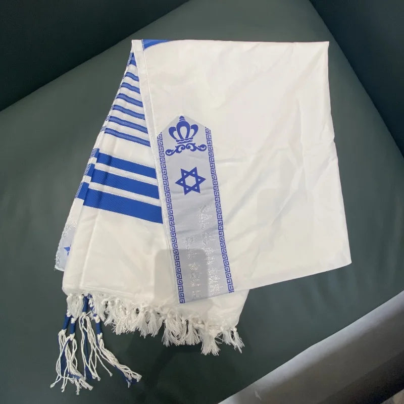 Tallit Prayer Shawl Stripes Magen David Atarah Neck Band Hebrew Decorative Elements with Tzitzit Talit Tallis Talis 140x190cm