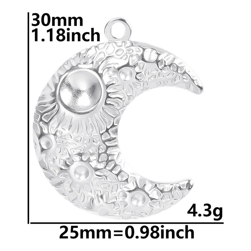100% Stainless Steel Moon Pendants For Jewelry Making Supplies Various Luna Animal Wings Sun Star Eye Charms In Bulk Accessories