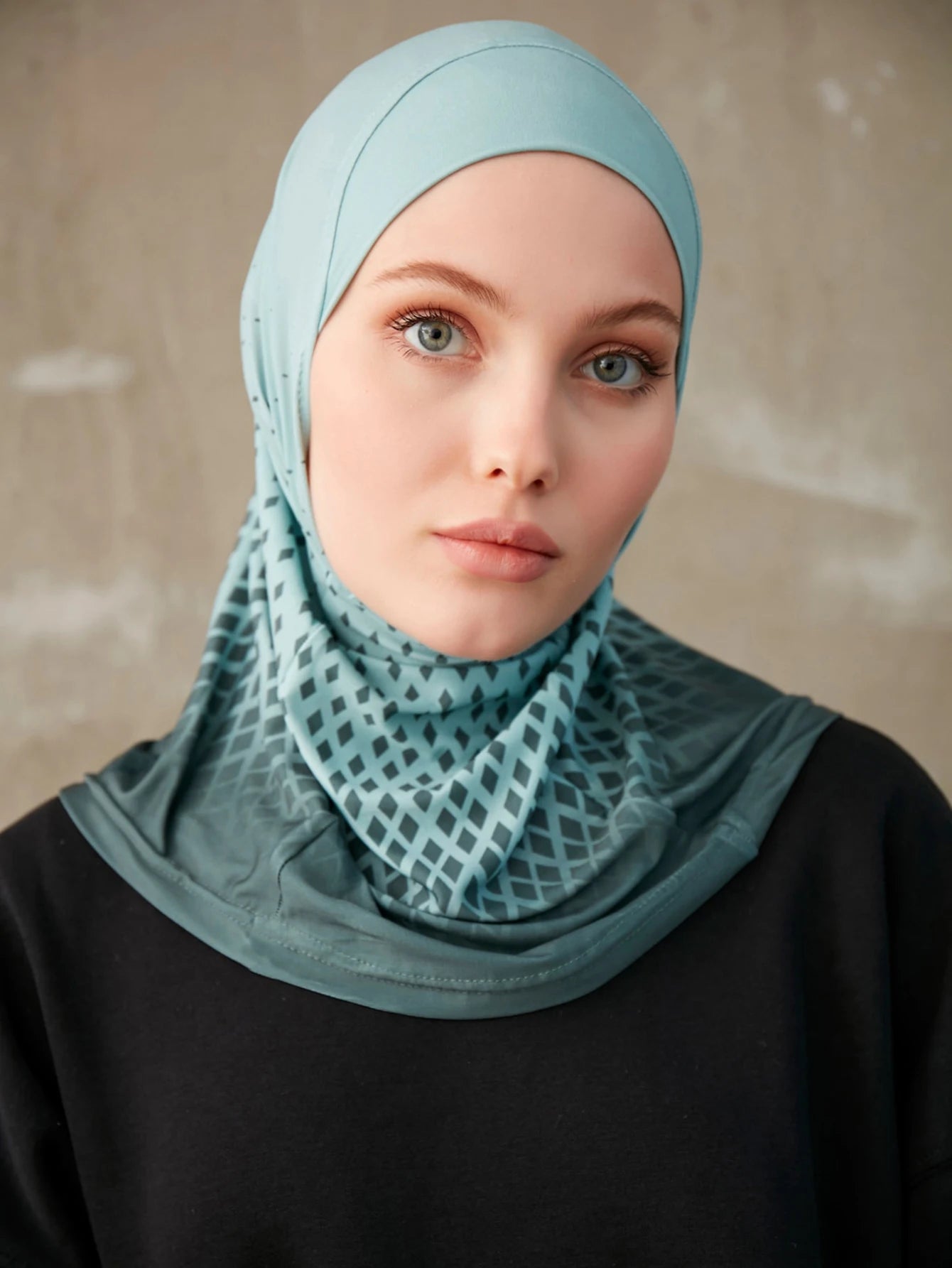 Sporty Inner Women's Hijabs Muslim Breathable Islamic Instant Turban For Ladies Geometric Printing Pattern Head Wrap Headband