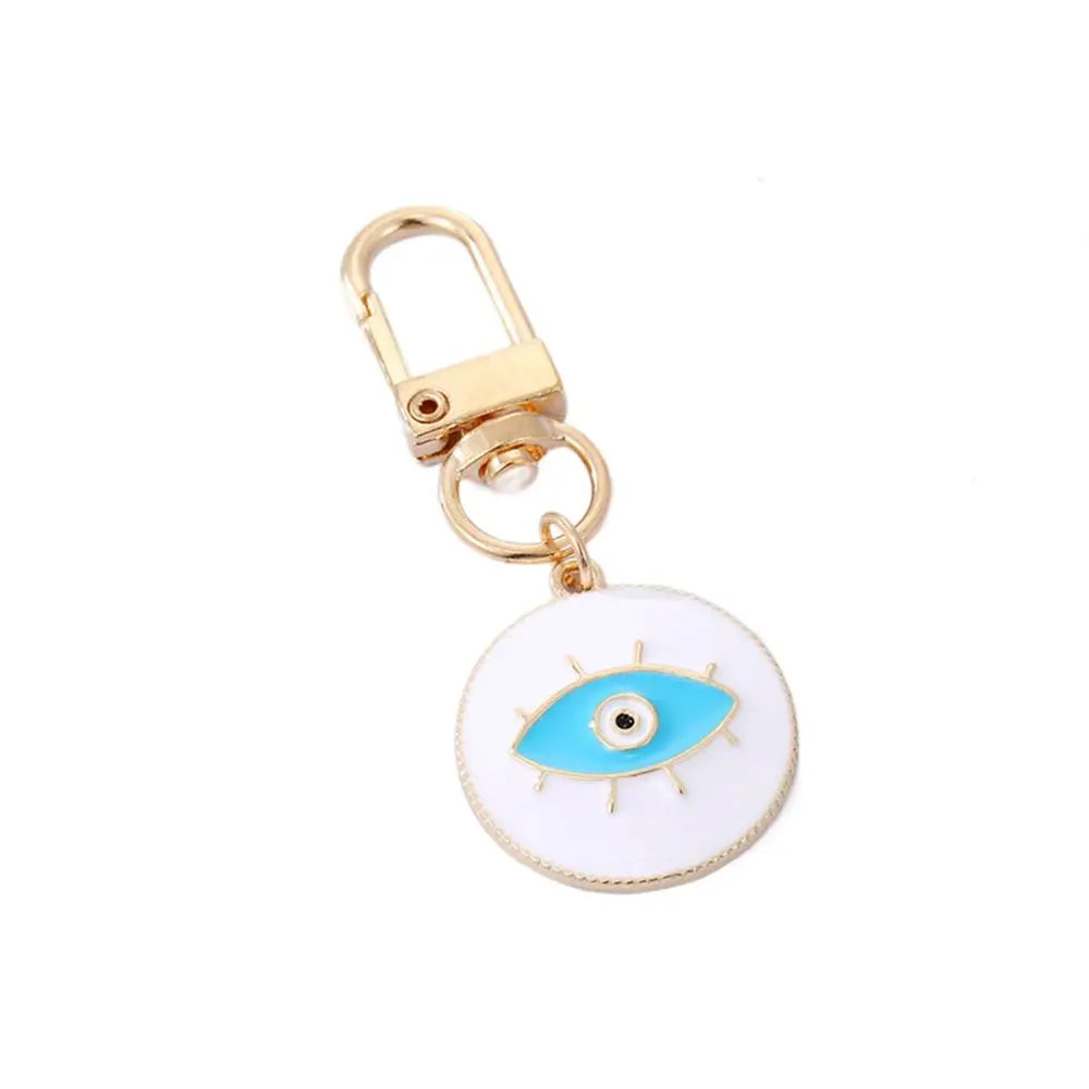 1Pcs Round Evil Eye Keychain Key Ring For Friends Couples Boho Blue Eye Bag Car Key Phone Charm Accessories Jewelry