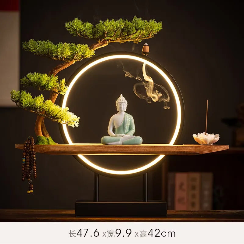 IN STOCK Sakyamuni Buddha Statue Home Large Tathagata Buddhist Statue Figure Buddha LEDRing Light Living Room Incense Porch Gift