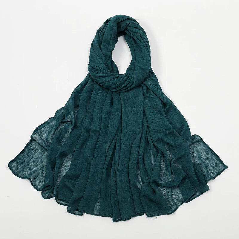 New Crinkle Rayon Hijab For Women Muslim Scarf Long Shawls Solid Islamic Turban Headband Heascarf Wraps Ramandan Headband