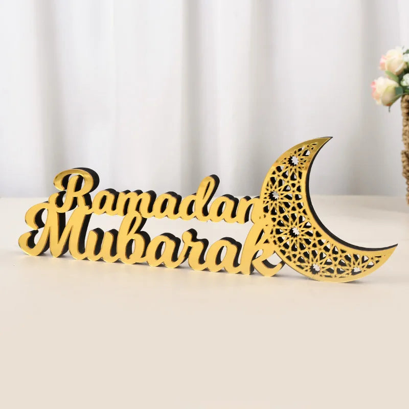 Eid Mubarak Acrylic Ornament Ramadan Mubarak Home Table Decoration Wooden Sign 2026 Islamic Muslim Party Decor Eid Al Adha Gift