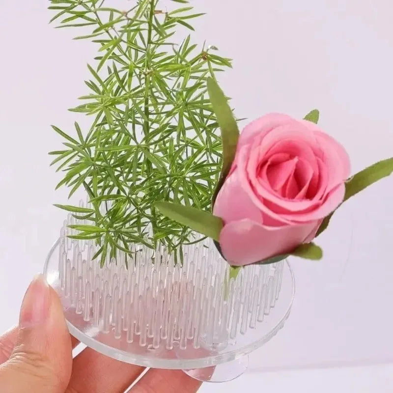 Round Ikebana Stem Holder Clear Flower Suction Cup Holder Flower Arranging Fixed Base Pot Vase Floral Rubber Bracket Home Decor