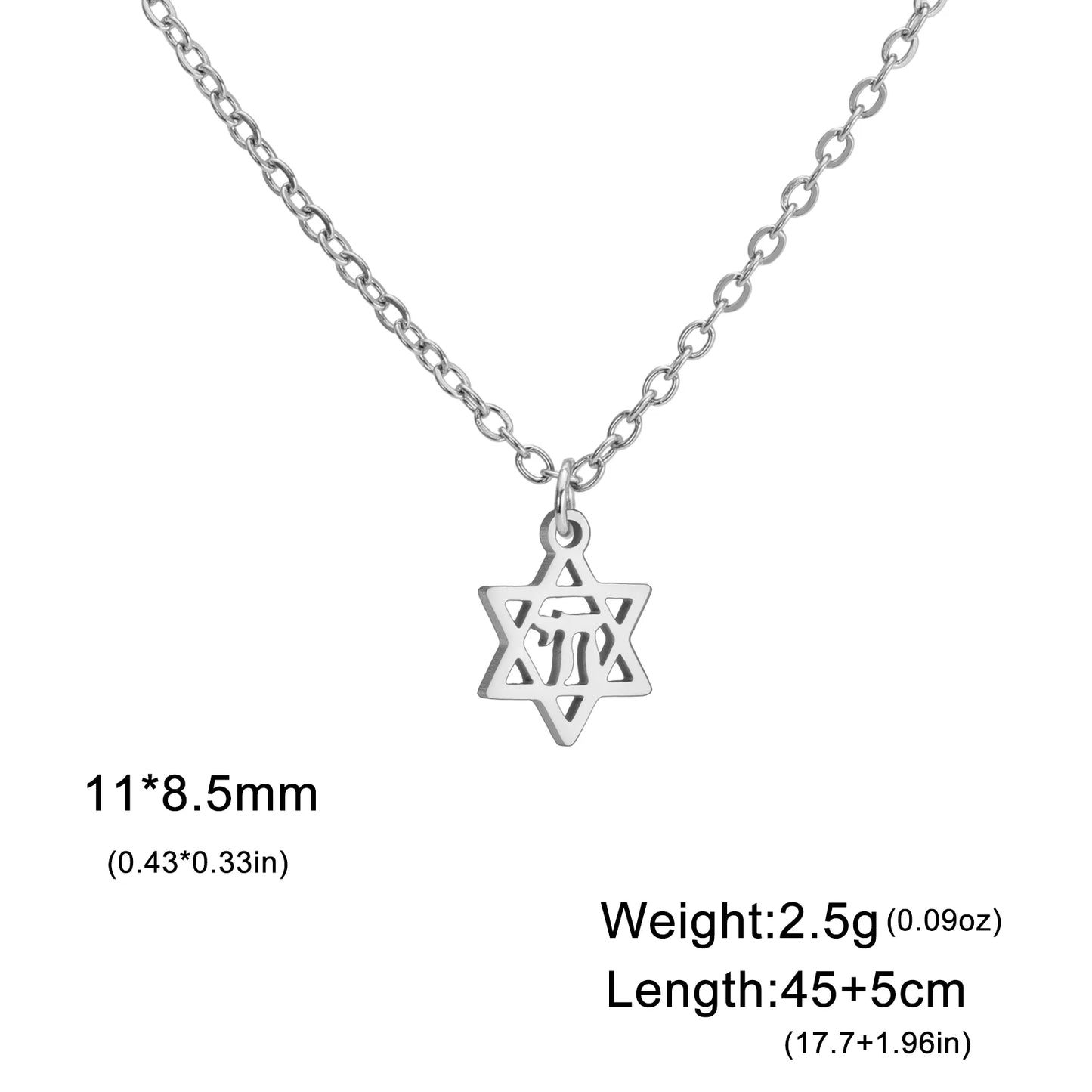 EUEAVAN 1pc Hebrew Letter Chai Symbol Necklace for Women Jewish Blessing Life Star of David Pendant Protection Amulet Jewelry