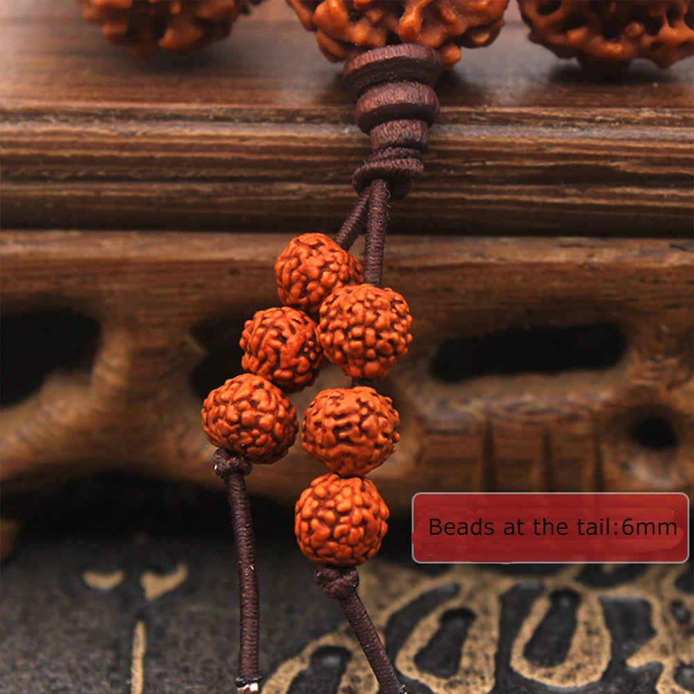18mm 5 Mukhi Rudraksha Mala Rosary Bracelet Bodhi Tibetan Buddhism Bracelet Yoga Healing Prayer Chakras Energy Amulet