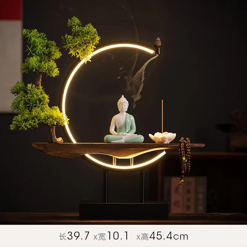 IN STOCK Sakyamuni Buddha Statue Home Large Tathagata Buddhist Statue Figure Buddha LEDRing Light Living Room Incense Porch Gift