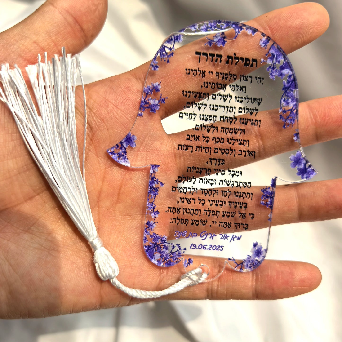 Hebrew Bar Mitzvah With White Pendant,Custom10pcs White Hanging Acrylic Prayer Cards,Hamsa Hebrew Card,Transparent