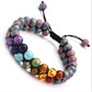 Double Layer 7 Chakra Bracelets for Women Men Indian Yoga Bracelet Chakra Pray Lava Stone Beads Bangles Bracelet Healing Jewelry