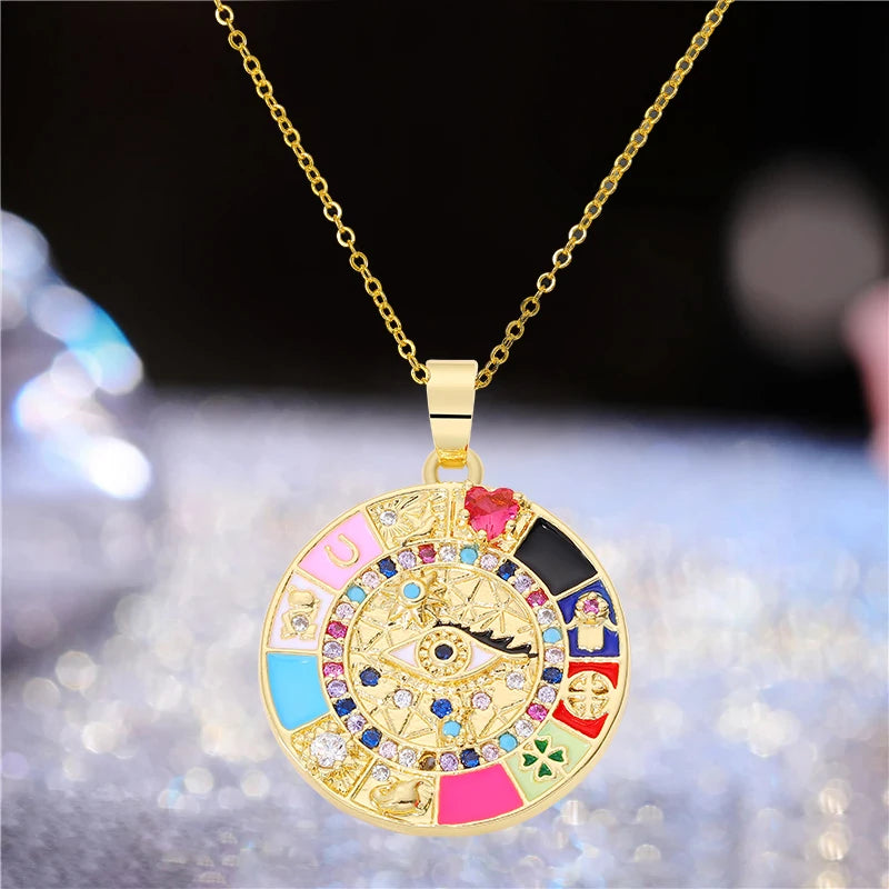 Juya Handmade Copper Adjustable Chains Micro Pave Zircon Enamel Greek Evil Eye Of Fatima Hamsa Hand Bracelets For Women Men