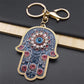 Islam Hand of Fatima Turky Blue Eyes Keychain Lucky Eye Hamsa Hands Flower Keyring Pendant Men Women Jewelry chaveiro para carro