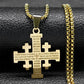 Christian Jerusalem Cross Pendant Necklace for Men Women Stainless Steel Bible Verse Lord's Prayer Chain Jewelry collar N3239S02