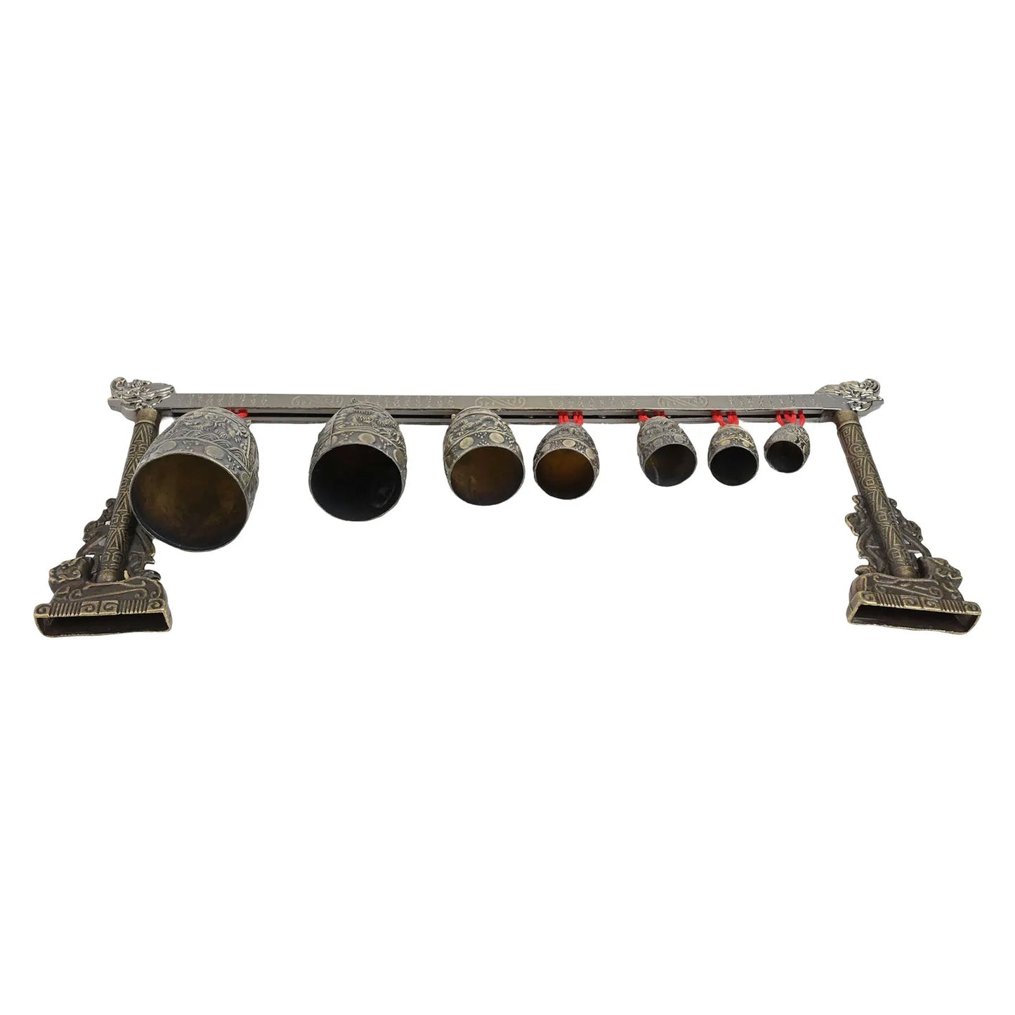 Bronze Meditation Gong With 7 Decorated Bells For Yoga Sound Healing And Relaxation Chinese Musical Percussion Instrument Set