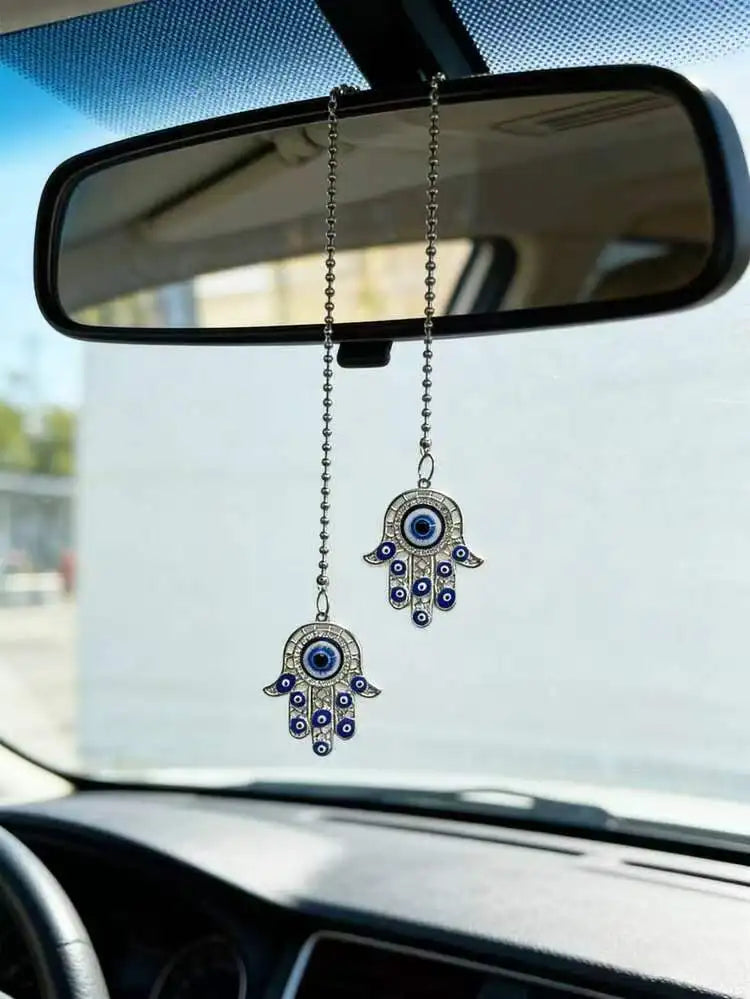 Evil Eye Hamsa Hand Car Hanging Key Chain Amulet  Good Luck Decor Gifts for Auto Rearview Mirror Pendant Decoraction