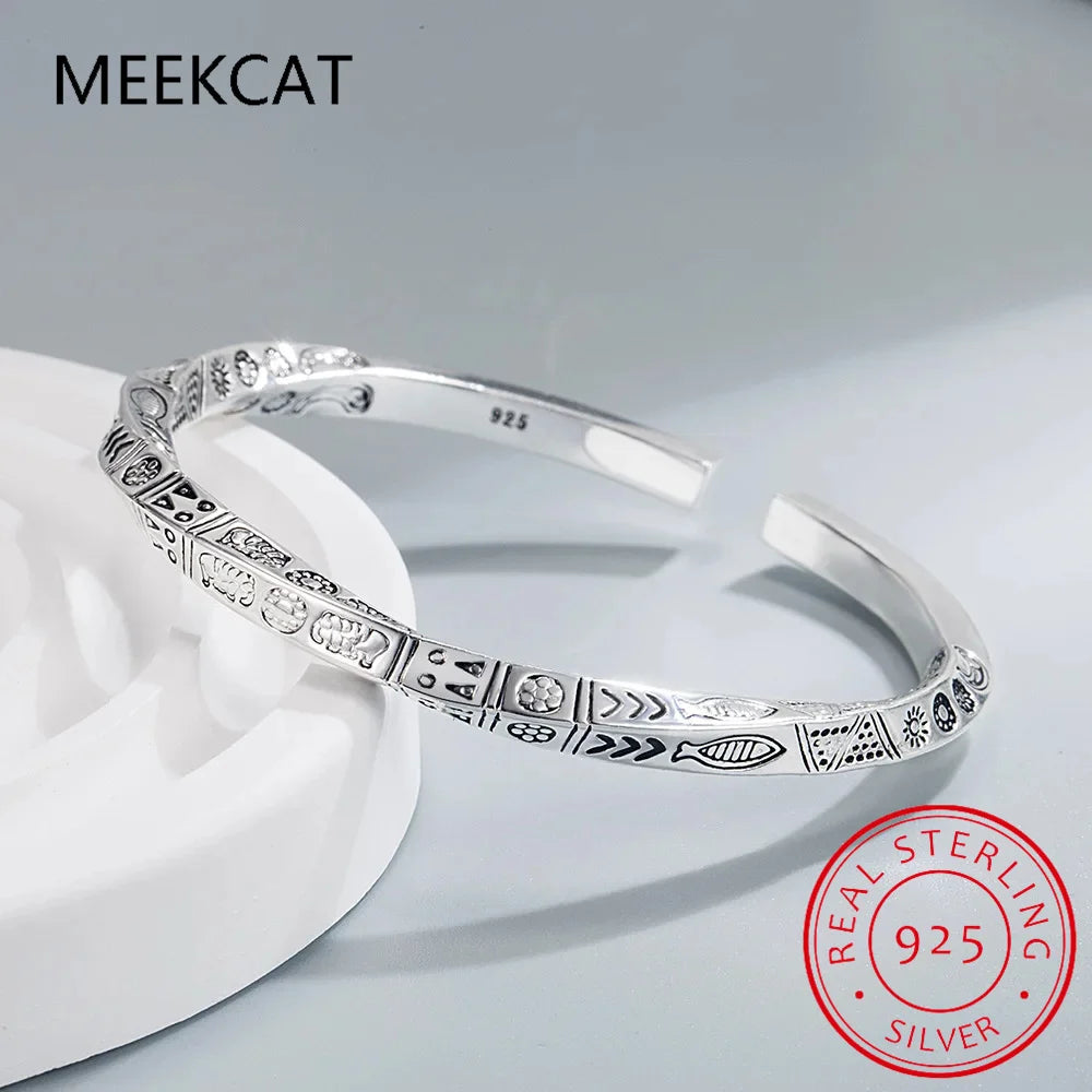925 Sterling Silver Geometry Totems Open Bracelets Bangles For Women Luxury Designer Jewelry Gift Female Free Shipping