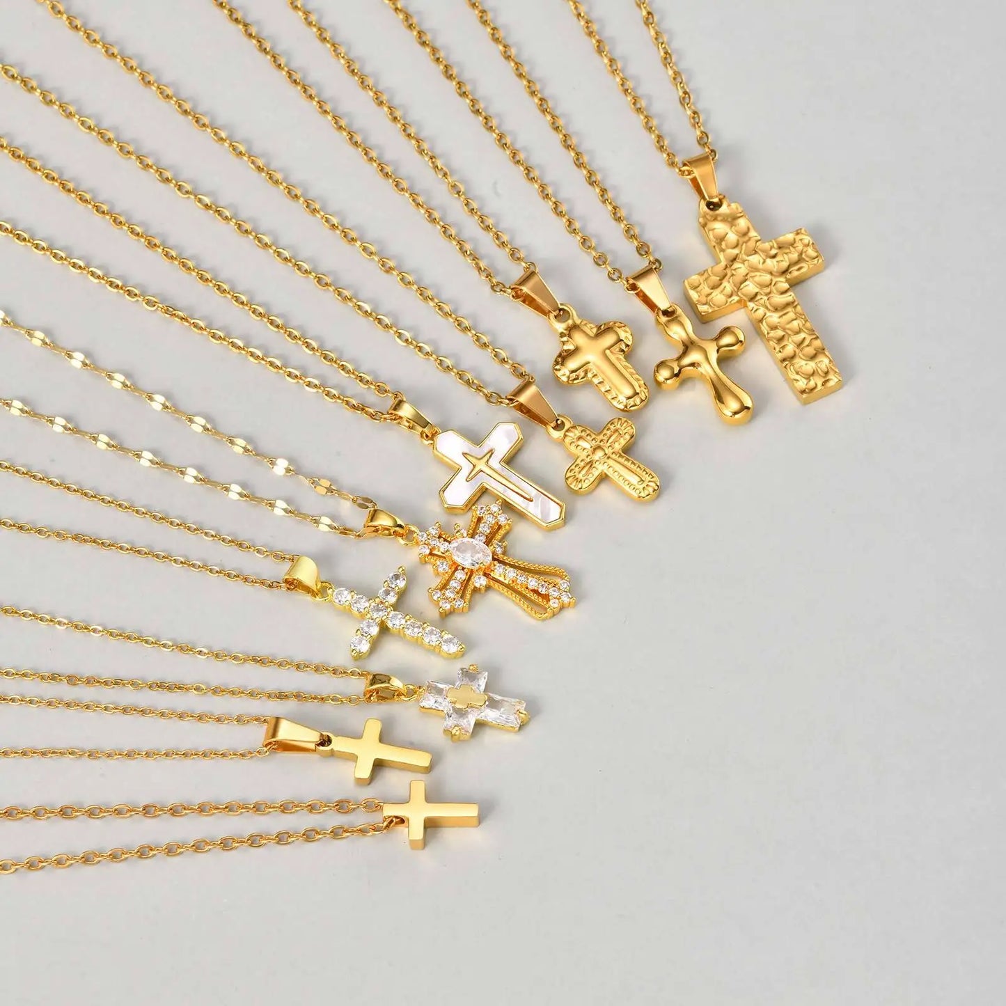 Vnox Stylish Stainless Steel Creative Cross Necklace, Classic Religious Women's Zircon Pendant, Fashion Jewelry Accessories