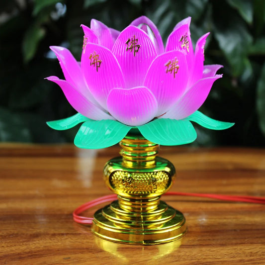 Colorful lotus lamp Buddhistic Desktop Decoration Light for Home Meditation Worship Buddhism Temple