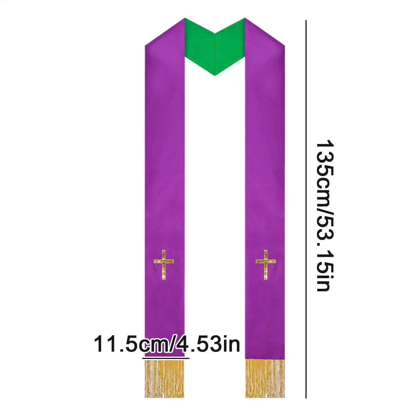Double Side Clergy Mass Stole Religious Worship Shawl with Tassel for Sacramental Occasion Unisex Church Supplies