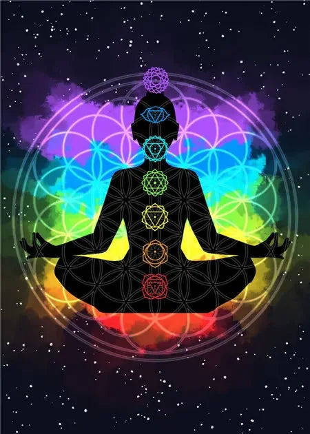 Indian Buddha Statue Meditation Chakra Mandala Print Art Canvas Poster for Living Room Decoration Home Wall Decor Picture