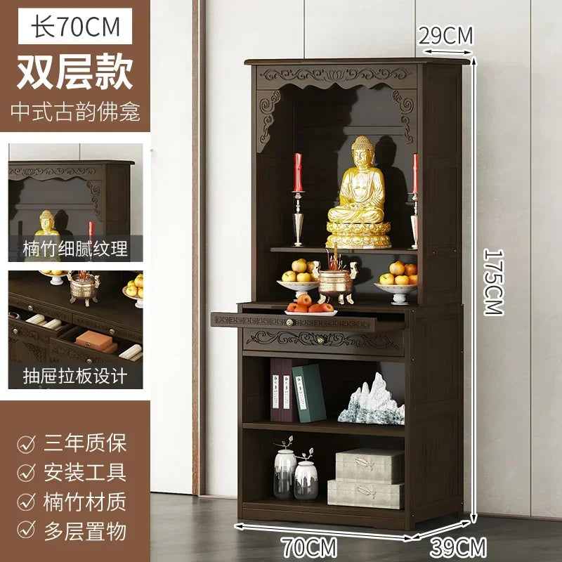 G1   Buddhist shrine stand cabinet, God of Wealth cabinet, household Buddha statue, Guan Gong Bodhisattva worship altar cabinet