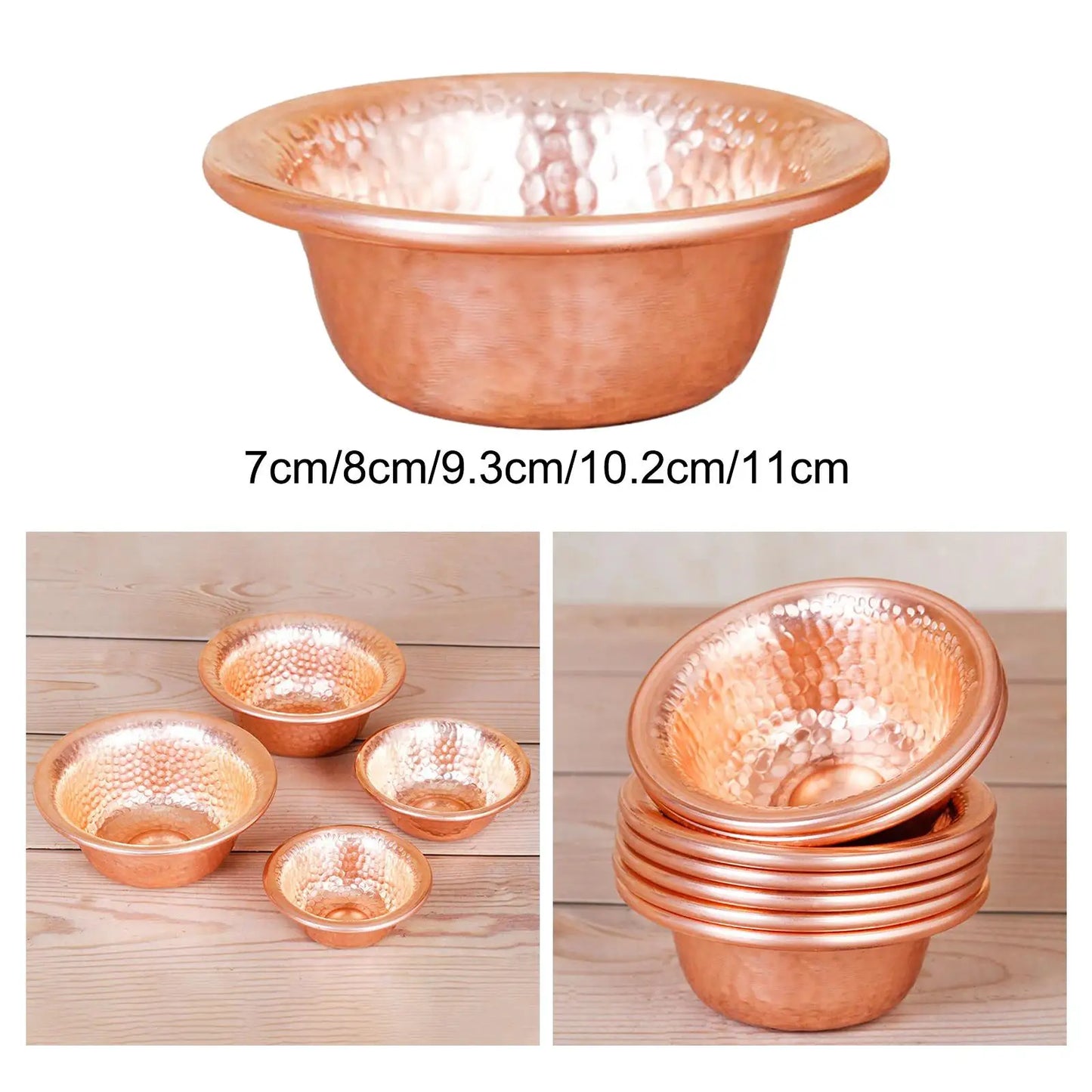 Small Copper Bowl Tabletop Decor Altar Supplies Pet Food Bowls Ornament for Meditation Rituals Sacrifices Home Kitchen Temple