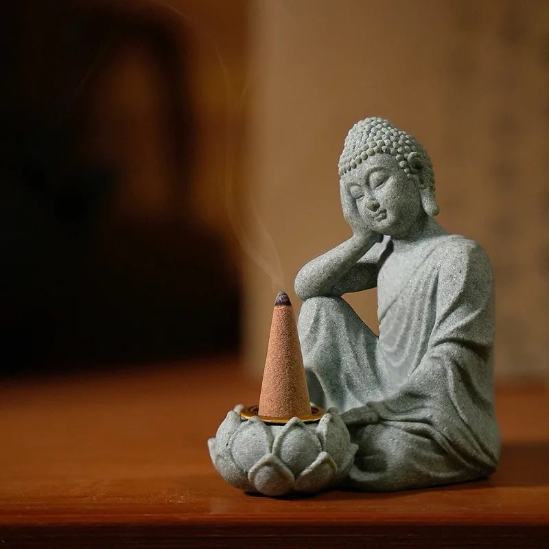 Green Sand and Gravel Buddha Statue Ornaments Creative Zen Crafts Fish Tank Aquarium Landscaping Chinese Tea Pet Home Decoration