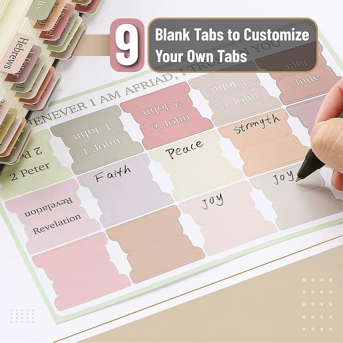 5pcs/75Tabs Boho Theme Laminated Bible Tabs – Colorful Index Tabs for Bible Study, Scripture Organization, and Easy Navigation