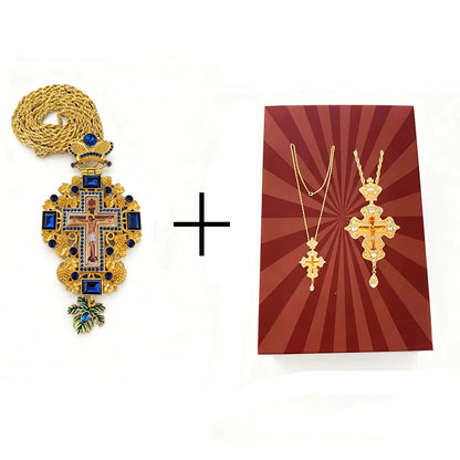 New 2026 Greece Orthodox byzantine Church Jewelry pectoral Cross Necklace Jesus Long Chain Religious icon Christian Gift Priest