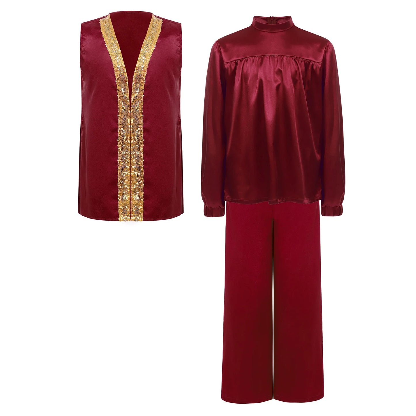Boys Girls Church Choir Worship Praise Dance Outfit Long Sleeve Top+Robe+Pants Halloween Christian Pastor Priest Cosplay Costume