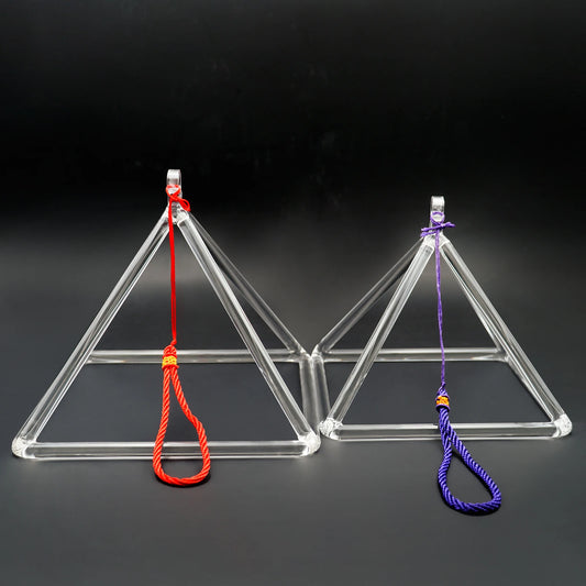 Hye-eun 3-10inch Clear Crystal Singing Pyramid Sound Energy Healing Instruments Quartz Triangular Tower Yoga Meditation