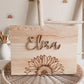 Personalized Wooden Baptism Keepsake Box ,Baptism Gifts For Baby Girl Or Baby Boy, Engraved Memory Box That Pattern With Wreath