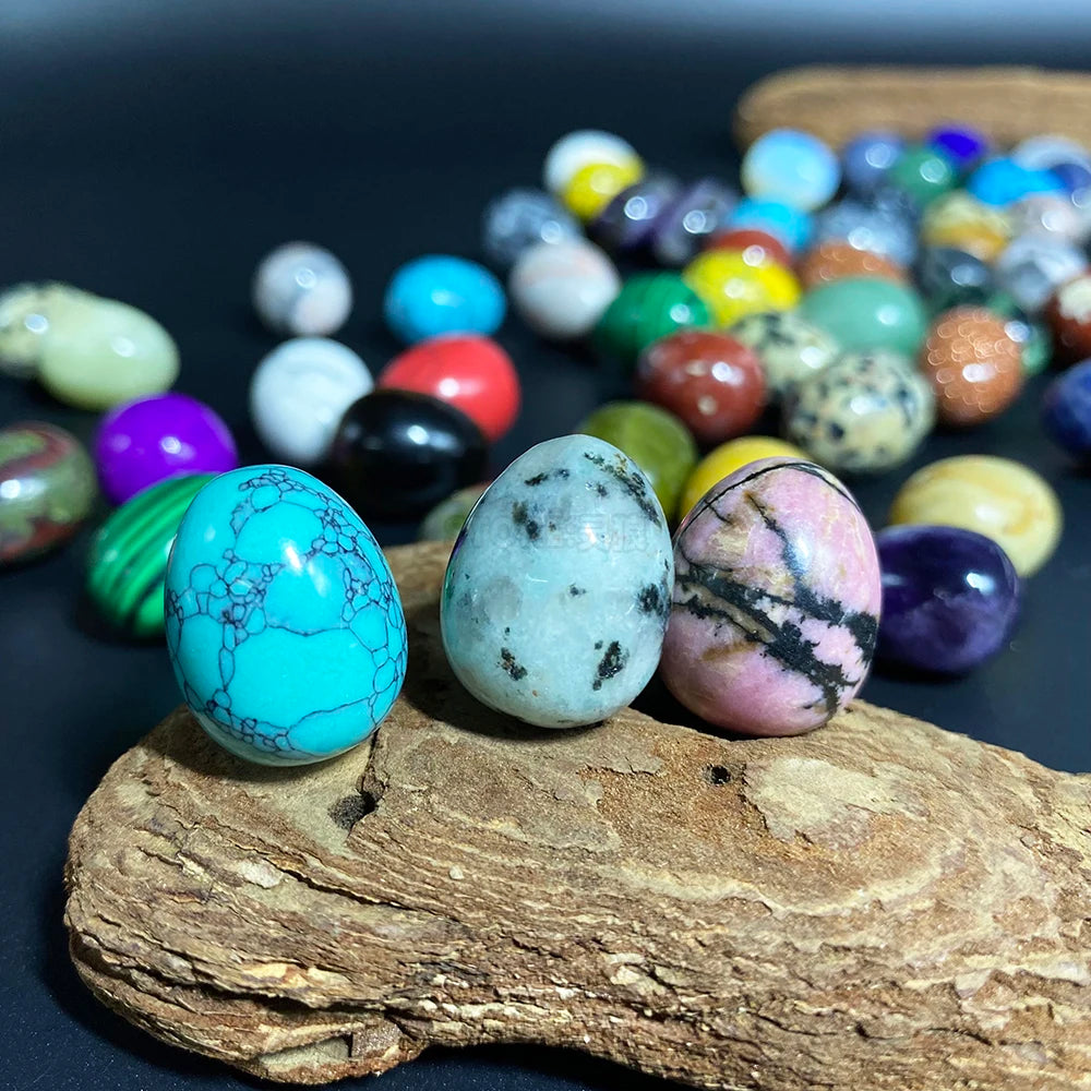 EG1-7 Mini Natural Stone Egg, Small Polished Egg Shaped Stone for Meditation Stress Relief Fidget Palm Desk Decor Gift