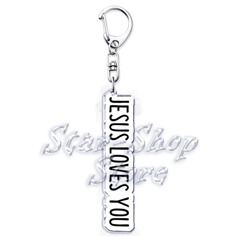 Jesus Loves You Letter Keychains Christian God Bible Quote Keyring for Accessories Bag Pendant Key Chain Jewelry Fans Lover Gift
