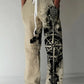 Retro Compass Printed Men's Casual Pants Harajuku Street Trendy Men's Straight Leg Pants Casual High Waisted Drawstring Pants