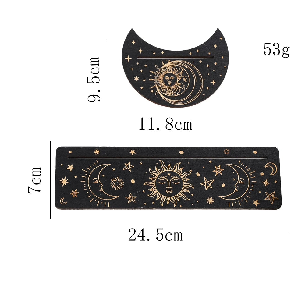 2pcs/set Wooden Tarot Card Display Stand Holder Sun Moon Phase Altar Base Witchcraft Magical Ritual Divination Meditation Tools