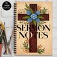 1PC Vintage Cross Floral Spiral Notebooks, Sermon Notes Journal for Church Service, Bible Study, Faith Reflection, Prayer Log, I