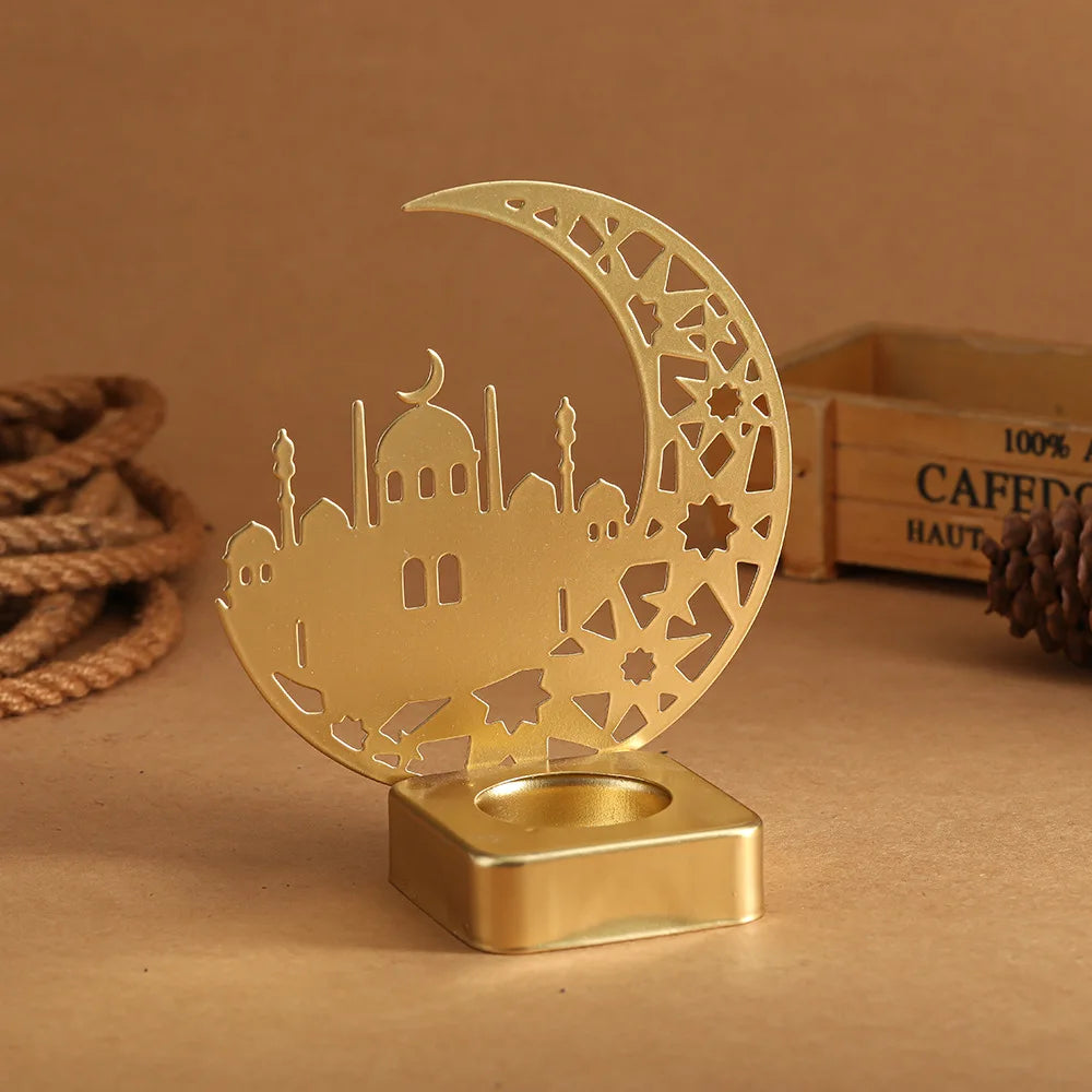 Ramadan Decoration Moon Castle Candle Holder  Eid Mubarak Decorations for Home 2026 Islam Muslim Festival Party Supplies Eid Al