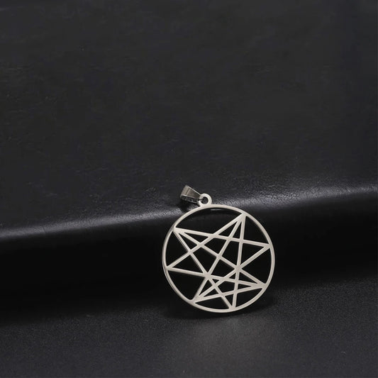 EUEAVAN 1pc Order of Nine Angles Symbol Pendant Amulet Stainless Steel Round Pendants Sacred Geometric Charms Jewelry Making