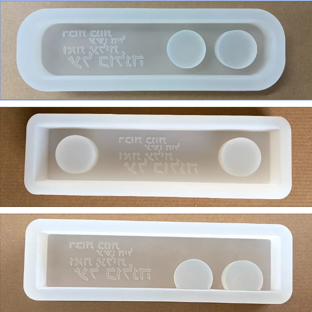 Silicone Mold for Jewish Shabbat Double Candle Holder, 2-Wick Candle Stick Mold for Concrete Plaster, Judaica Gift DIY