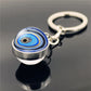 Blue Türkiye Eye of Evil Key Chain Pendant Double Crystal Glass Ball Pendant Metal Key Chain Pendant