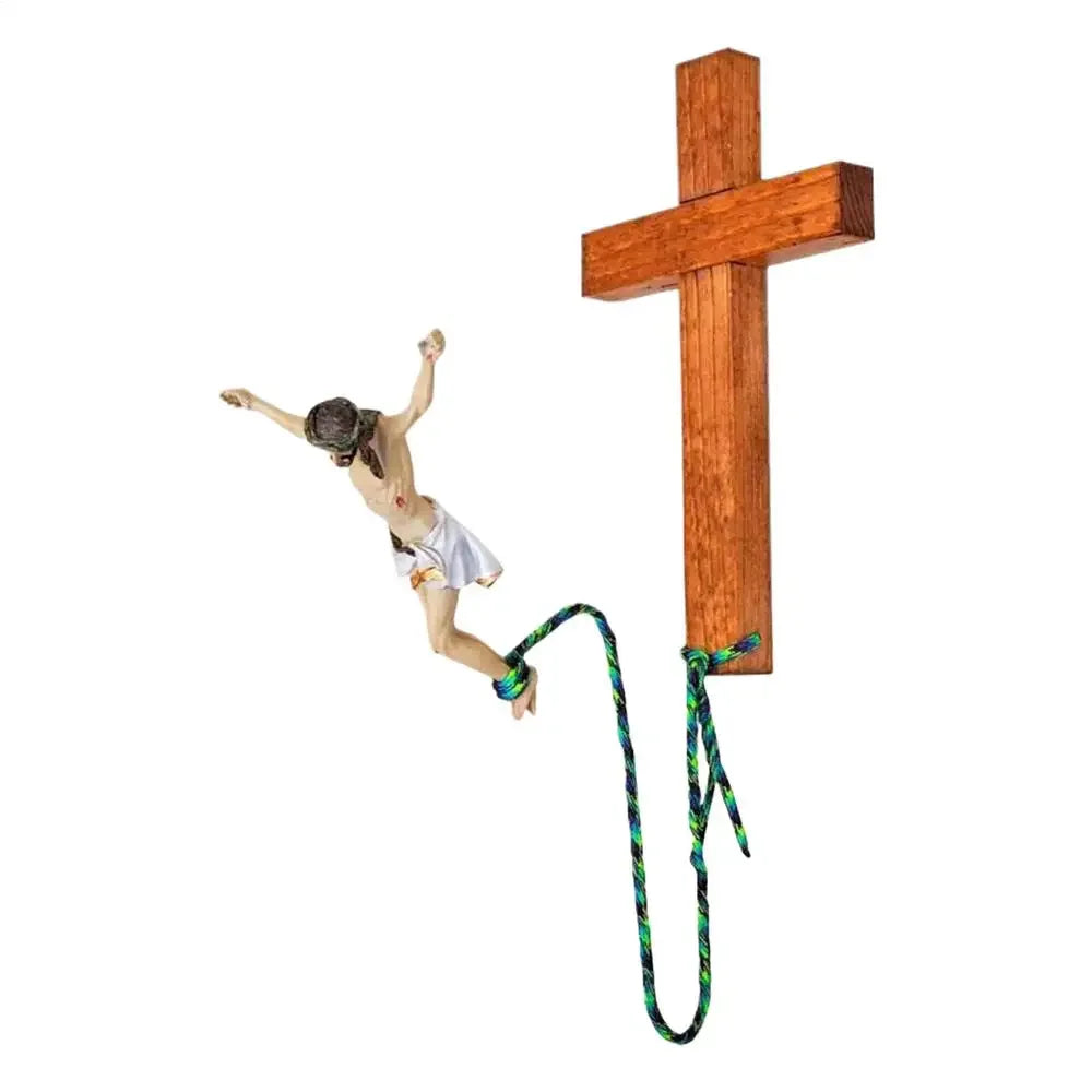 Bungee Jesus Crucifix Wall Art Decor Jumping Jesus Resin Figurine Decorative Jesus Resin Craft Statues for Home Church Living