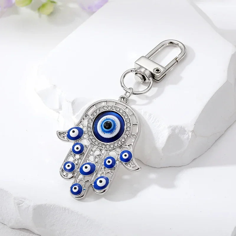 Turkish Blue Evil Eye Keychain Luckly Owl Elephant Butterfly Tortoise Charms With Key Holder Handbag Decorations For Women Men